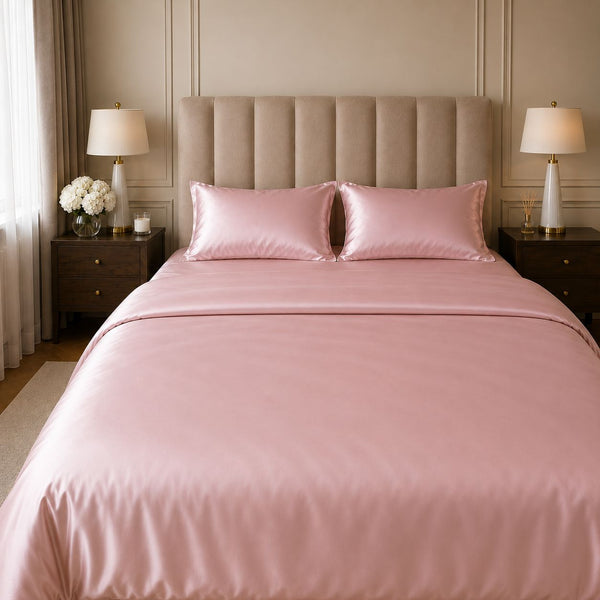 סט מצעי משי 22Momme - ורוד